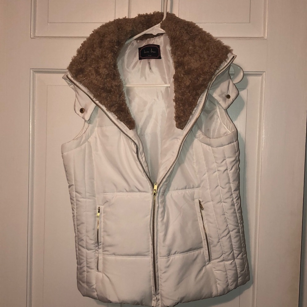 White Faux Fur Puffer Vest